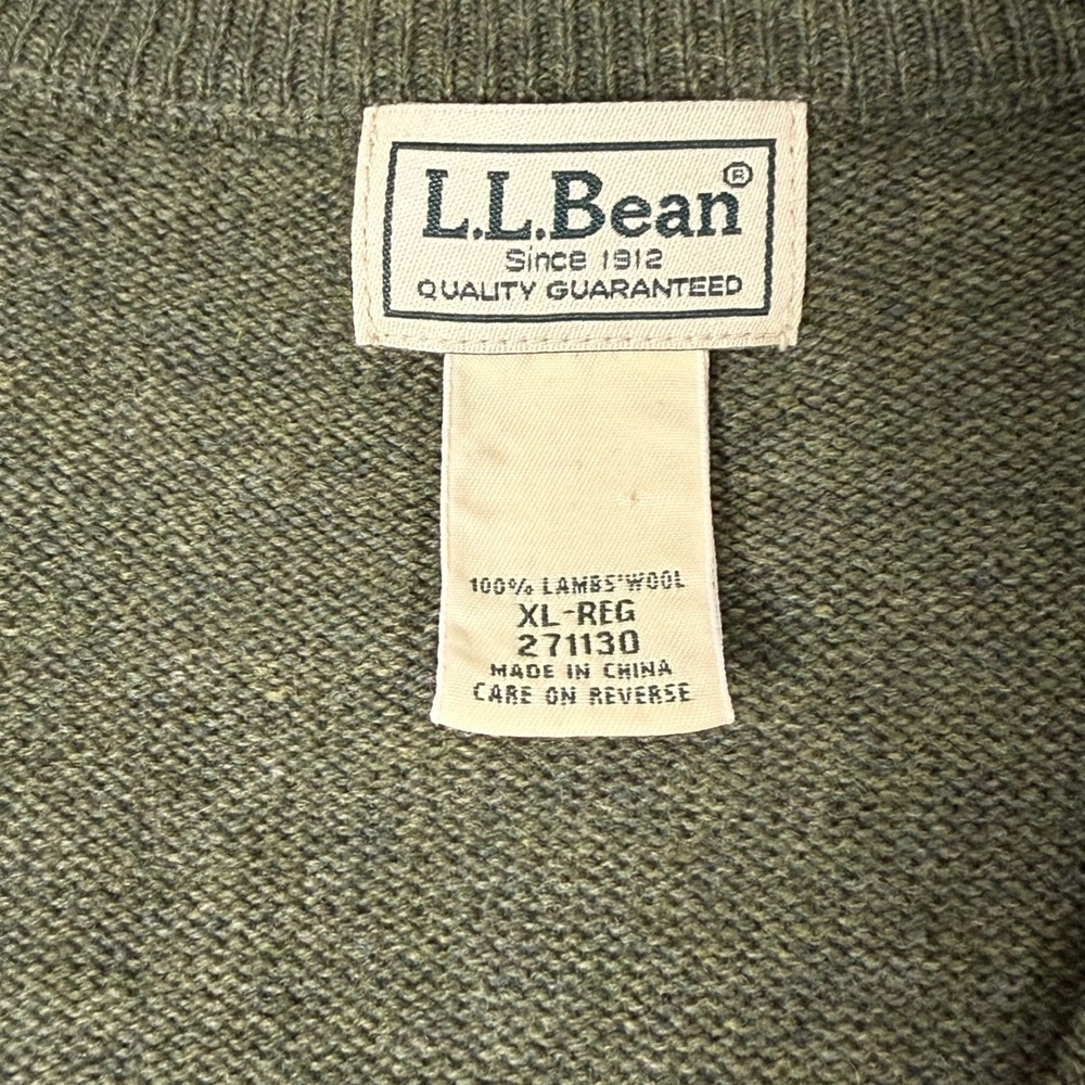 LL Bean Sweater Mens XL Green Argyle Lambswool V Neck Preppy Eclectic Grandpa‎ - Picture 3 of 9